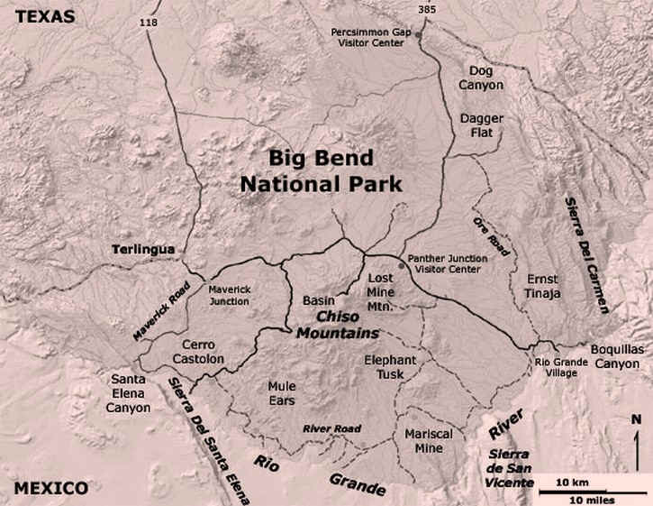 BIG BEND COUNTRY: BIG BEND NATIONAL PARK MAP