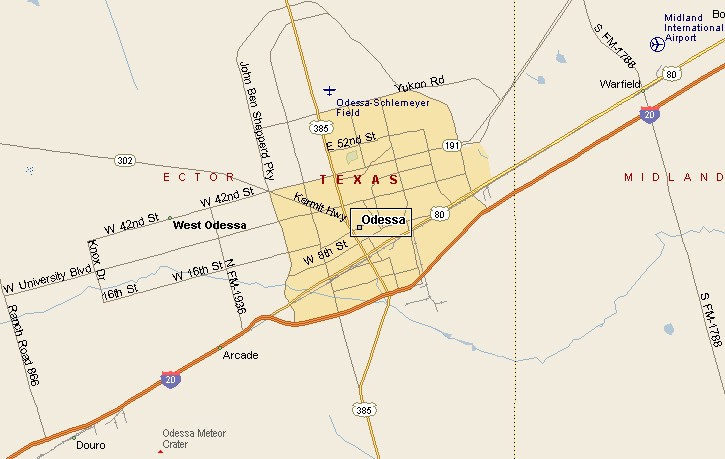 Odessa Texas Area Map
