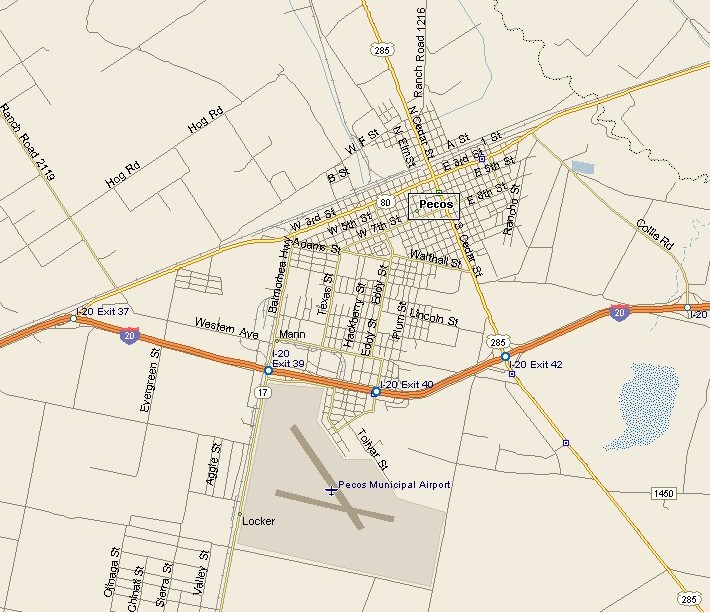 Pecos Texas Area Map