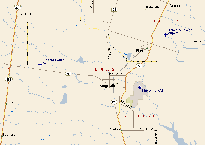 Kingsville Texas Area Map