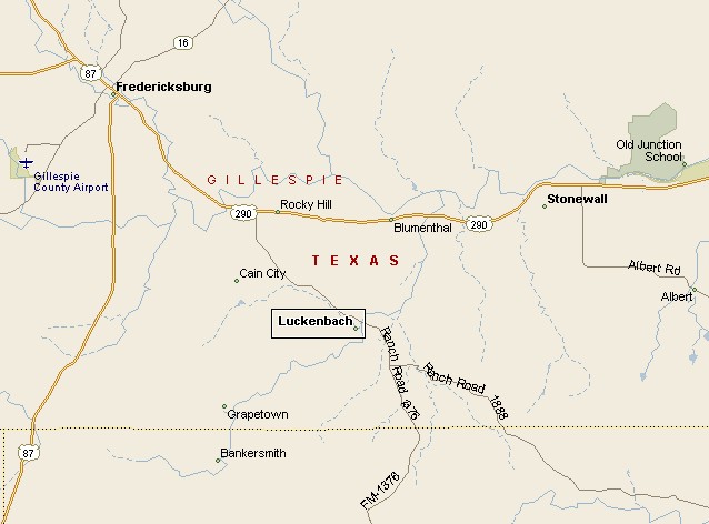 Luckenbach Texas Area Map
