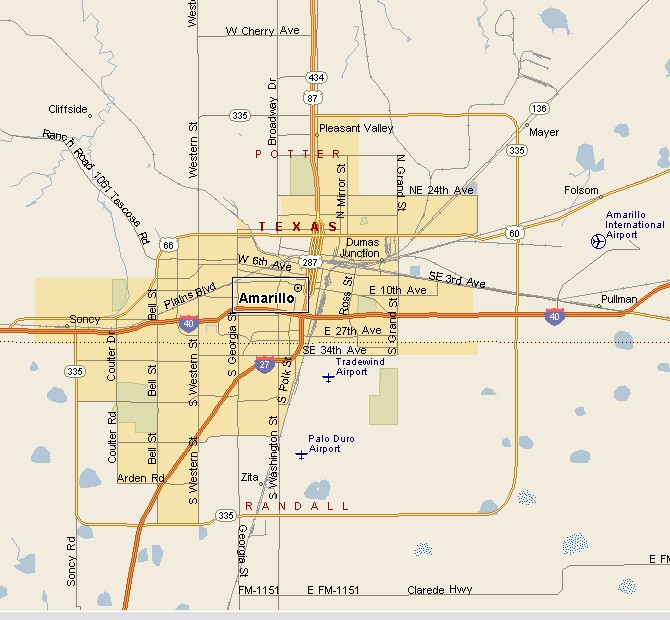 Amarillo Texas Area Map