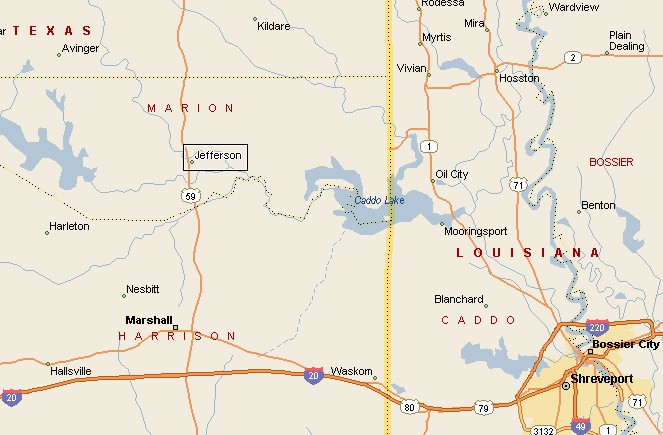 Jefferson Texas Area Map