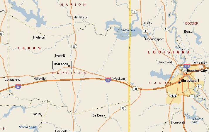Marshall Texas Area Map