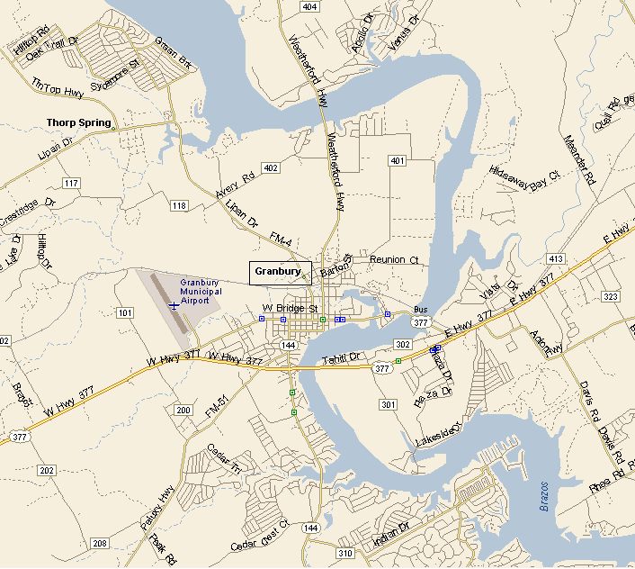 Granbury Texas Area Map.