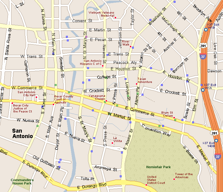 Map of Downtown San Antonio & Riverwalk