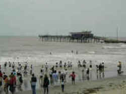 School kids playing on the Galveston Beach