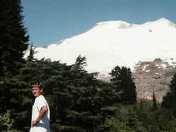 Hiking up Mount Baker.