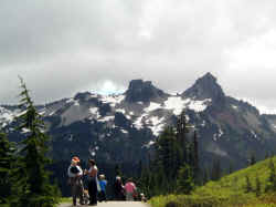 Mountain peaks surrounding Mount Rainier.