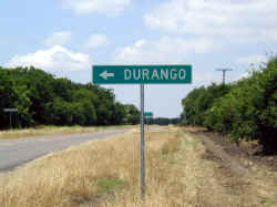 Pointing the way to Durango, Texas.