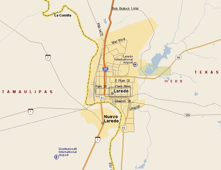 SOUTH TEXAS PLAINS REGION: LAREDO TEXAS MAP