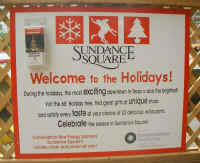 A Welcome to the Holidays sign at Sundance Square in downtown Fort Worth.