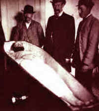 Jesse James in his coffin.