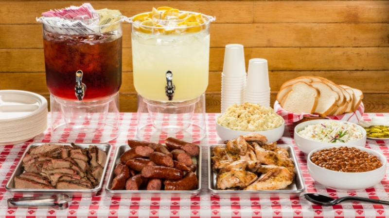 Texas barbecue with meats, sides, and drinks that show the flavor behind Texan slang